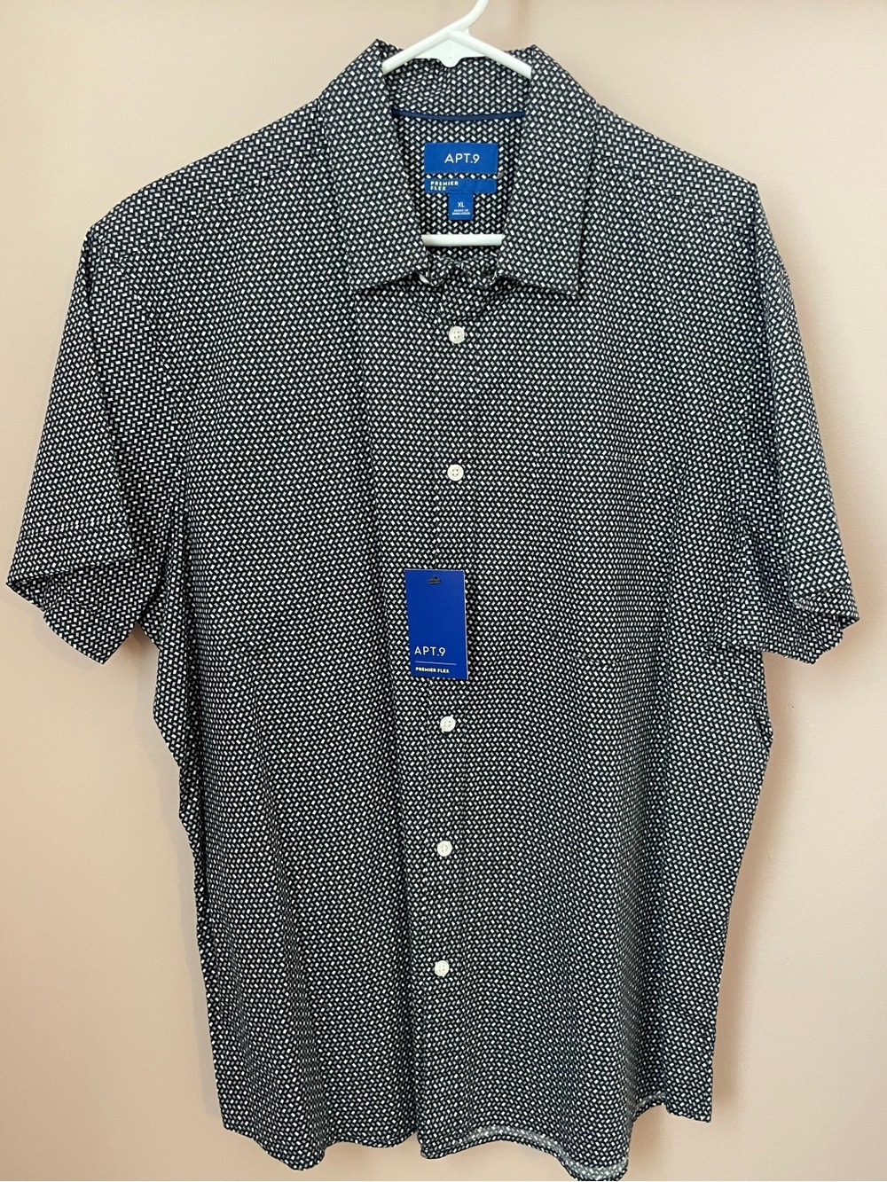 Apt. 9 Men’s Black Microprint Short-Sleeve Button-Up Shirt, XL